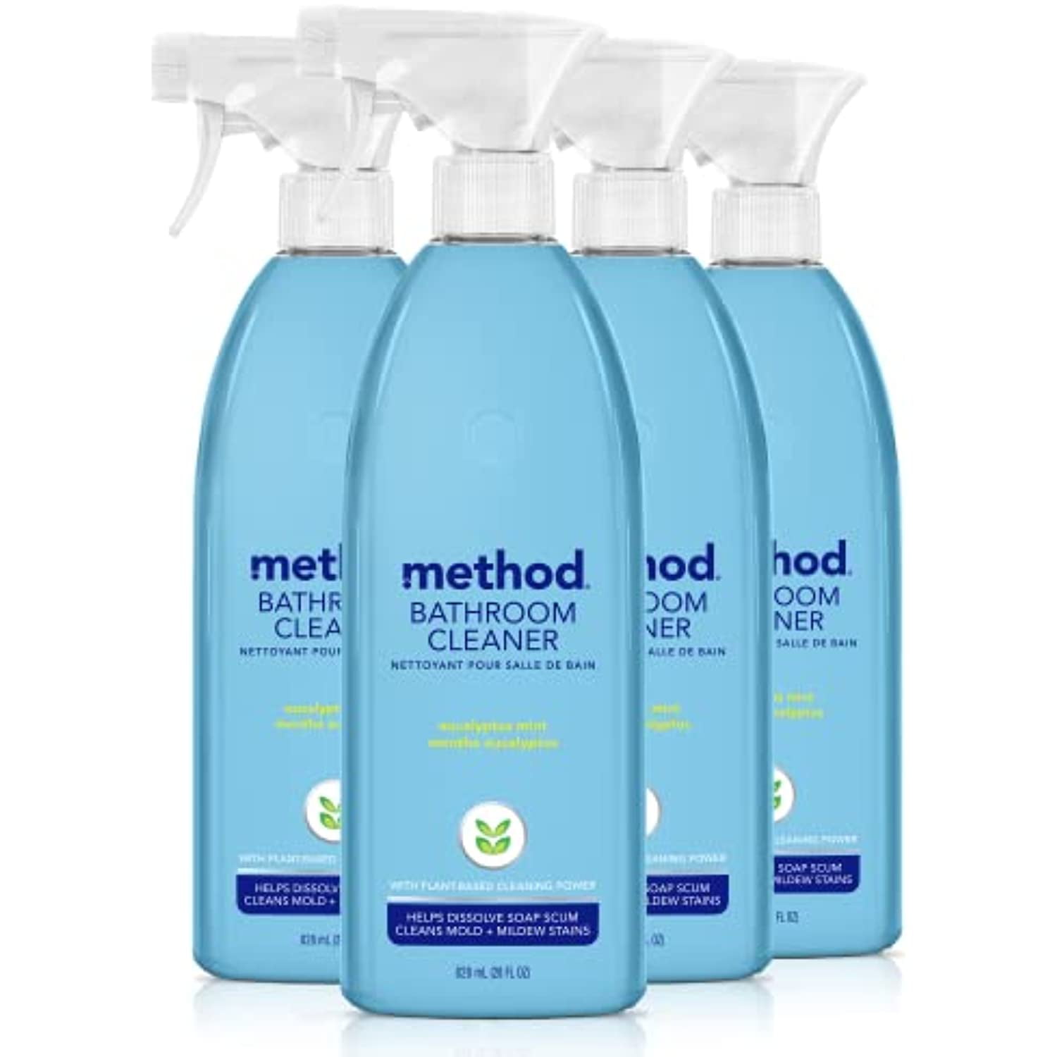 Method Bathroom Cleaner, Eucalyptus Mint, 28 Ounce, 4 Pack, Packaging