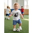 thumbnail image 6 of BemeyourBBs Toddler Baby Boy Football Outfit Infant Baby Boys Summer Clothes Short Sleeve Soccer Graphic T-Shirt and Solid Color Drawstring Pockets Shorts Set Toddler Boys Summer Outfit, 6 of 9
