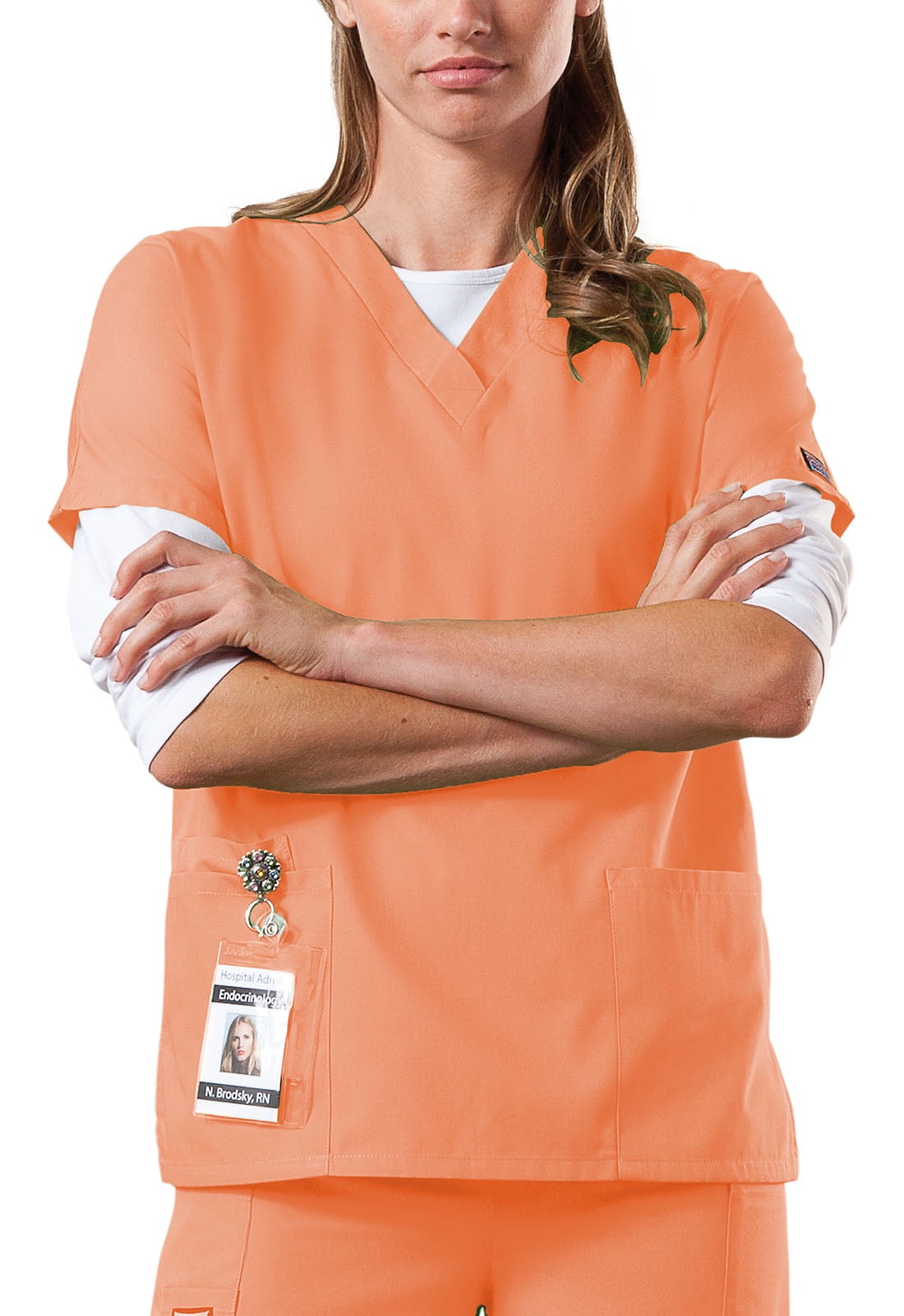 Cherokee Cherokee Workwear Women Scrubs Top, VNeck, Plus Size, 4700