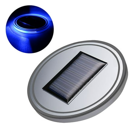 

Solar Powered LED Car Cup Holder Mat Pad Drink Bottle Coaster with Built-in Light and Vibration Sensor Car Interior Decoration (Blue)