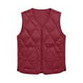 thumbnail image 6 of Quilted Vest Women Zaewscy Women V‑Neck Quilted Vest Sleeveless Zip Up Lightweight Padded Gilet with Side Pockets Red M, 6 of 9