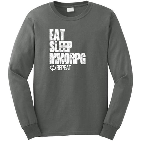 Eat Sleep MMORPG Repeat Men's Long Sleeve Shirt - ID: