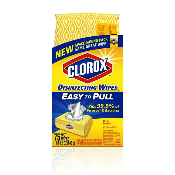 Clorox Soft Pack Easy Pull Disinfecting Wipes, Crisp Lemon, 27.52 oz, 75 Ct (12 pack)