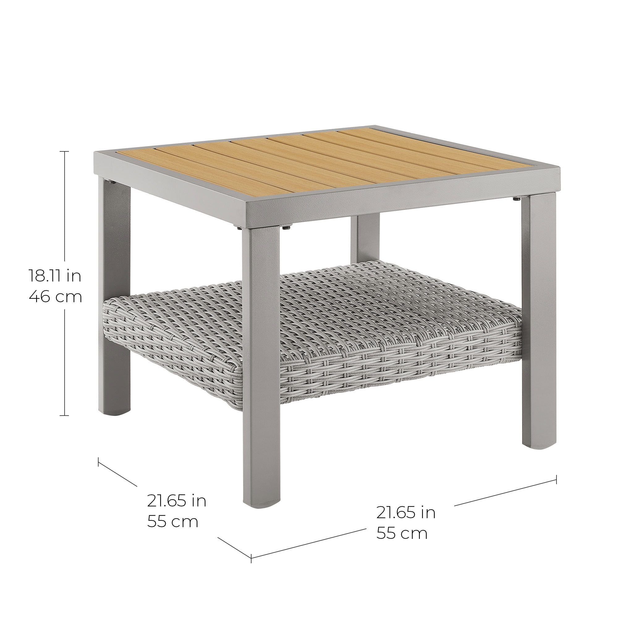 Songmics Home Sencillo Collection Patio Side Table, Transitional Style, Steel & Faux Wood and Wicker