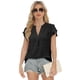 thumbnail image 4 of Blusa AURUZA Casual Elegante para Mujer con Cuello en V y Volantes en las Mangas Cortas, 4 of 6