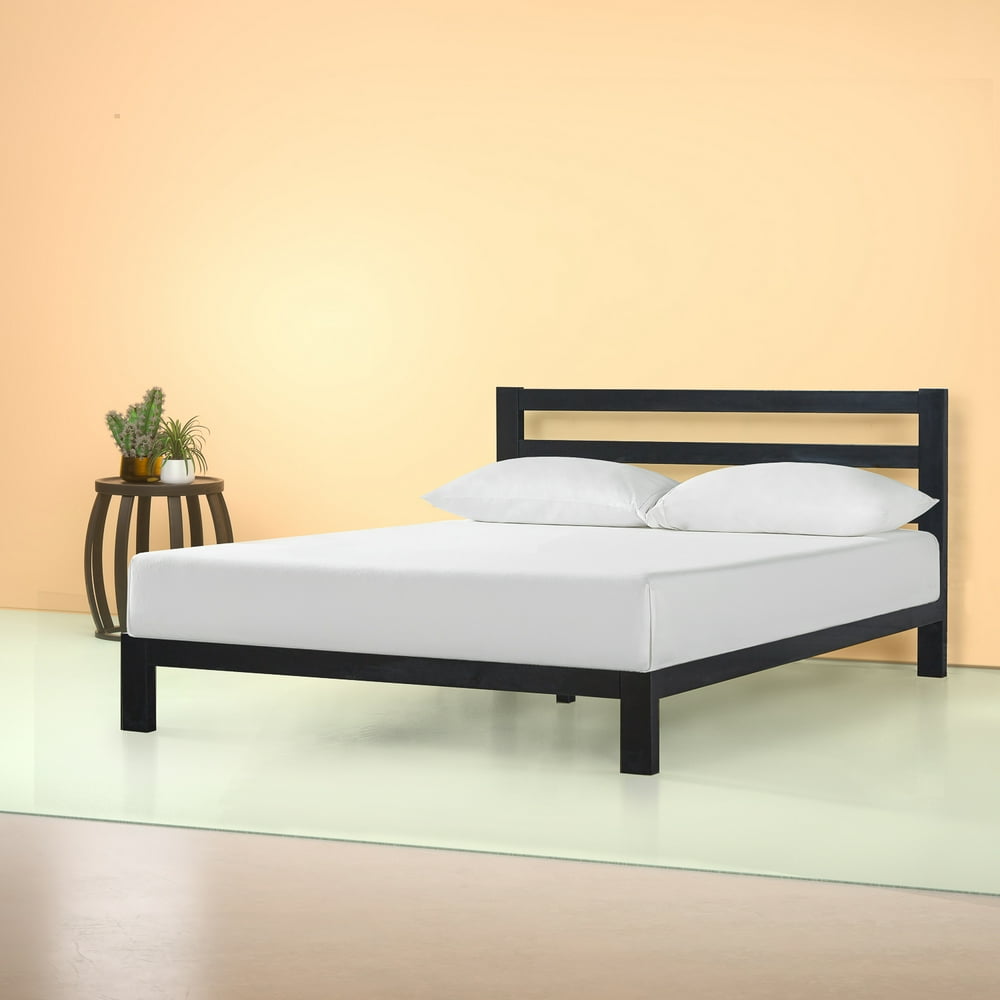 Zinus Arnav Modern Studio 36" Black Metal Platform Bed with Headboard
