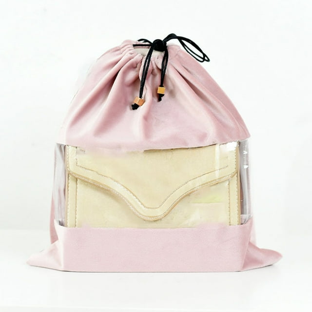 Xihbxyly Bolsa de Almacenamiento Transparente, Interior de Franela Suave, Cierre de Cordón, Multifuncional para Ropa, Zapatos, Cosméticos, Uso Doméstico y de Viaje, Compacta y Plegable, Tamaño 31 X 3