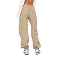 thumbnail image 3 of Liacowi Women Juniors Low Waist Baggy Cargo Pants Wide Leg Track Pants Casual Sweatpants Punk Loose Jogger Trousers, 3 of 8