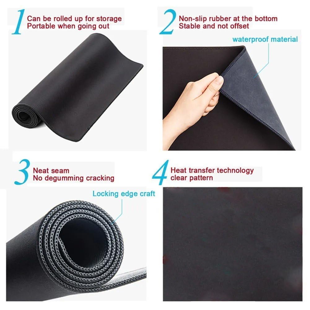 Large Gaming Mouse Pad, Extended XL Mousepad, Non-Slip Rubber Base Keyboard Mouse Mat Desk Pad for Work, Game, Office, Home, 31.5 x 11.8 in, Black Marble Fluid Design