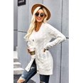 thumbnail image 3 of Women's Cable Knit Long Sleeve Sweater Button Open Front Cardigan Loose Outerwear with Pocket, 3 of 8