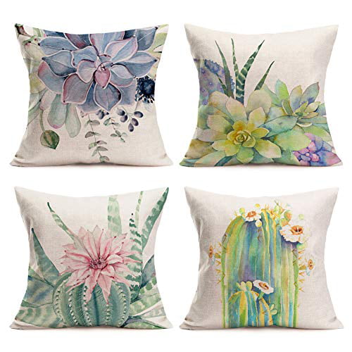 Flower Pattern Cotton Linen Cushion Cover Throw Pillow Case Sofa Home Decor 18''