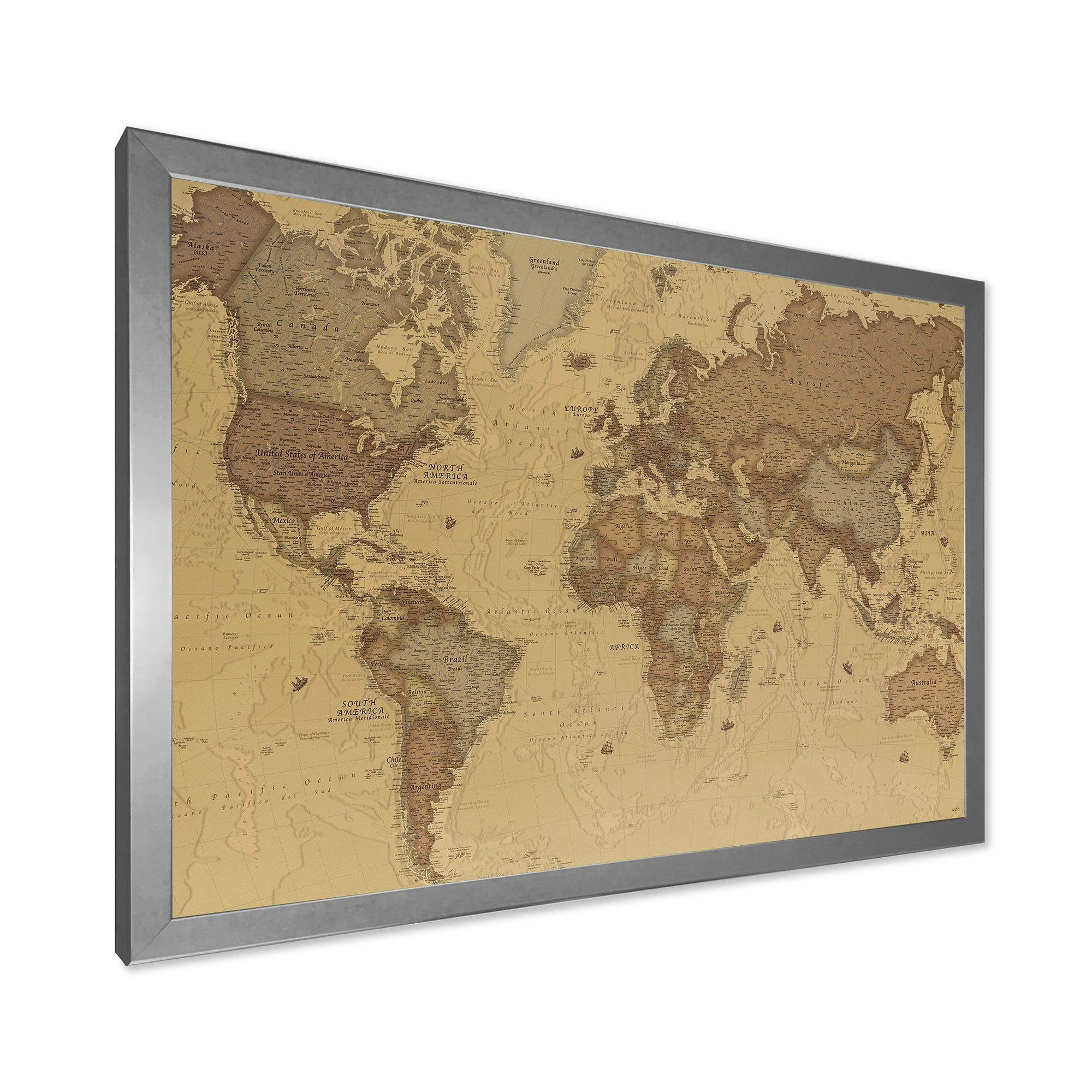 Designart 'Ancient World Map III' Vintage Framed Art Print