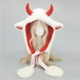 thumbnail image 4 of Anime Inspired Faux Fur Hat with Animal Ears, Cute Winter Beanie for Role Play Parties, Trendy Unisex Ear Protection Hat(White), 4 of 8
