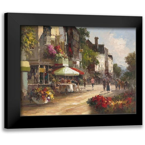 Stefano 14x12 Black Modern Framed Museum Art Print Titled - Street Side Cafe