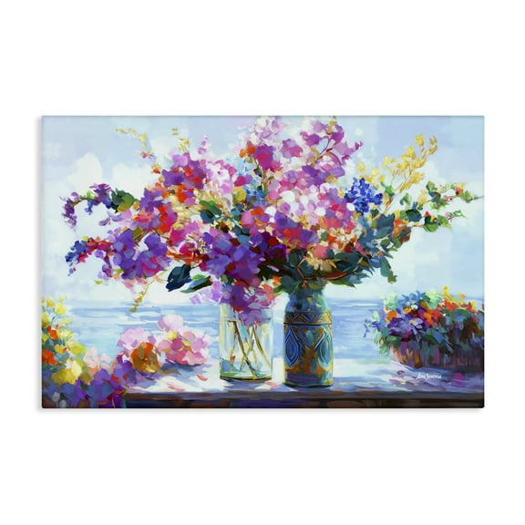 Stupell Industries Ocean Breeze Blossoms Botanical & Floral Painting Gallery Wrapped Canvas Art Print Wall Art, 24 x 16