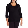 thumbnail image 3 of Just My Size Tee-Shirt à Manches Longues Col en V pour Femmes, 3X, Ébène, 3 of 4