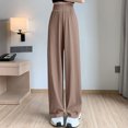 thumbnail image 2 of Lenpel Ribbed Wide Leg Pants for Women Lightweight Elastic High Waisted Casual Trousers Loose Lounge Pleated Pants, 2 of 4