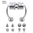 thumbnail image 1 of Women Girls Clip-On Nose Hoop Rings 316L Stainless Steel Faux Septum Rings Fake Nose Piercings Fake Nose Rings Nose Ring Hoop Magnetic Nose Ring SILVER (STYLE 4), 1 of 8