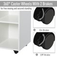 thumbnail image 3 of Wood File Cabinet with 4 Storage Compartments and 1 High Door Cabinet, Sideboard Bins with 4 360 Degree Rolling Wheels and 2 Brakes, Storage Cabinet with Printer Stand, White, 3 of 7