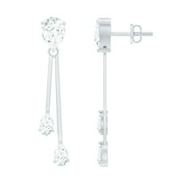 Rosec Jewels Lab Grown Diamond Bar Dangle Earrings for Women (EF-VS Quality Certified), 14K White Gold