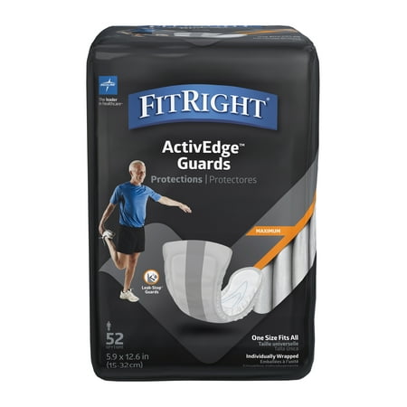 FitRight ActivEdge Bladder Control Guards For Men  Incontinence Male Guards  52 Count