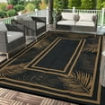 thumbnail image 2 of HOMERRY Geometric Leaf Border Outdoor Rug Straw Plastic Area Rug for Balcony Pool RV Waterproof Reversible Carpet, Brown/Black, 8'x 10', 2 of 7