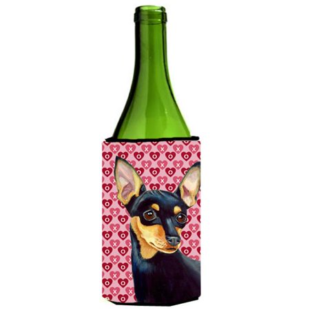 

Min Pin Hearts Love And Valentines Day Portrait Wine bottle sleeve Hugger - 24 oz.