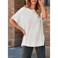 thumbnail image 3 of Camiseta SHEWIN para mujer, casual, cuello redondo, sobredimensionada, blanca, 3 of 6