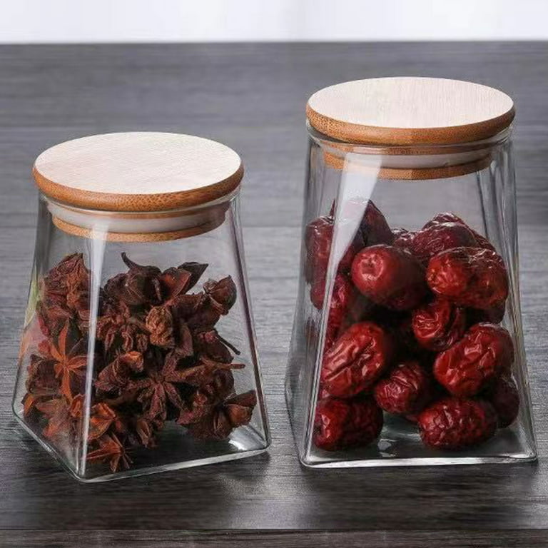 WBBOOMING High Quality Glass Transparent Container Glass Jars With Bamboo  Lids Candy Tea Coffee Sugar Storage Jars Kitchen Boxes