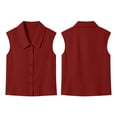 thumbnail image 4 of LNWUY Women's Wrinkle Free Sleeveless Button Down Shirts Blouses Solid Color Business Casual Loose Tank Tops for Work Red XL, 4 of 7