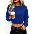 thumbnail image 7 of Gytharion Women's Cropped Sweatshirts Crew Neck Patch Pocket Solid Color Soft Comfortable Classic Pullovers Fashion Cozy Athleisure Pullover Tops, 7 of 7