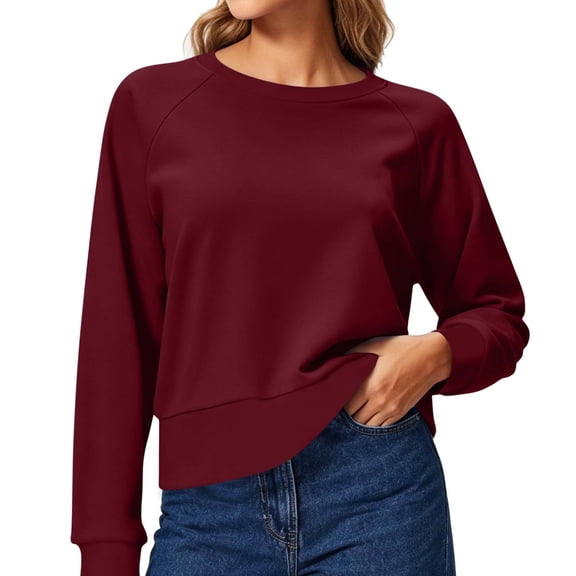 Plebaso Cropped Sweatshirt for Women Casual Long Sleeve Pullover Loose Womens Comfortable Crewneck Tops