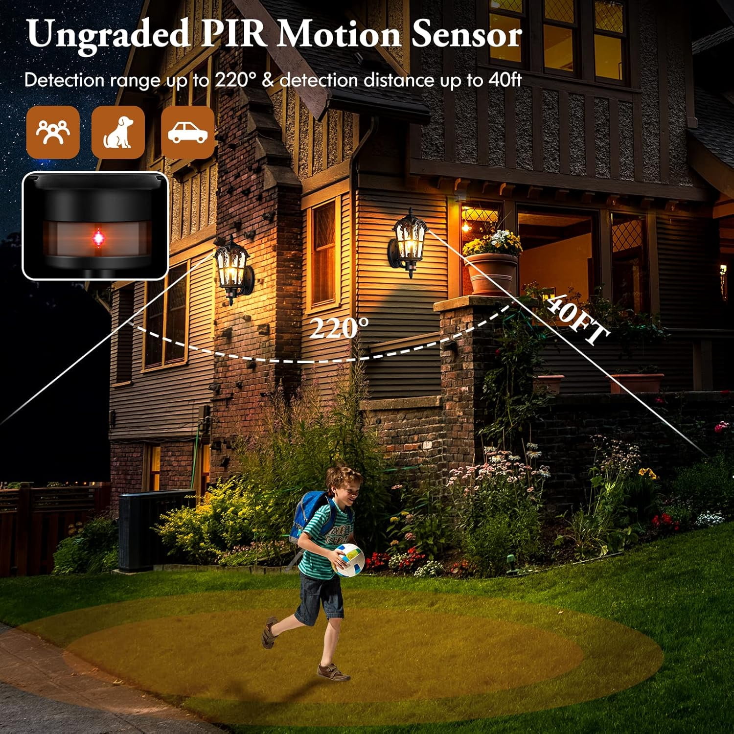 Nordic Hygge 2-Pack 16-Inch Large Dusk to Dawn Motion Sensor Outdoor Wall Lights