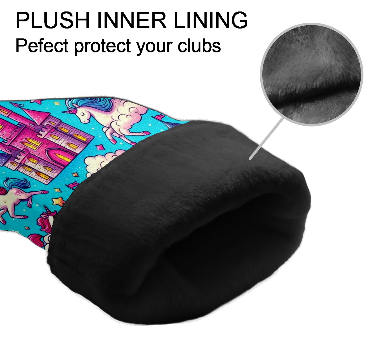 Golf Club Covers, Blue Unicorn Castle Premium PU Leather Driver Hybrid Putter Head Covers with Velvet Lining, Waterproof Golf Gifts for Men Women
