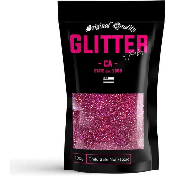 Fuchsia Pink Holographic Premium Glitter Multi Purpose Dust Powder 100g / 3.5oz for use with Arts & Crafts Wine Glass Decoration Weddings Cards Flowers Cosmetic Face Body