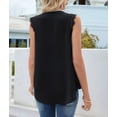 thumbnail image 6 of Women'S Summer Casual Sleeveless V Neck Lace Trim Tank Tops Loose Blouse Tees Black S, 6 of 7
