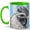 Green, variant on White Rooster Coffee Mug, Farm Bird Mug, Ceramic 11 oz