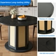 thumbnail image 4 of Dextrus 47" Round Dinner Table, Wood Farmhouse Rattan Kitchen Table for 4- 6 Person, Dining Room Table for Kitchen Room Dining Room,Black, 4 of 12