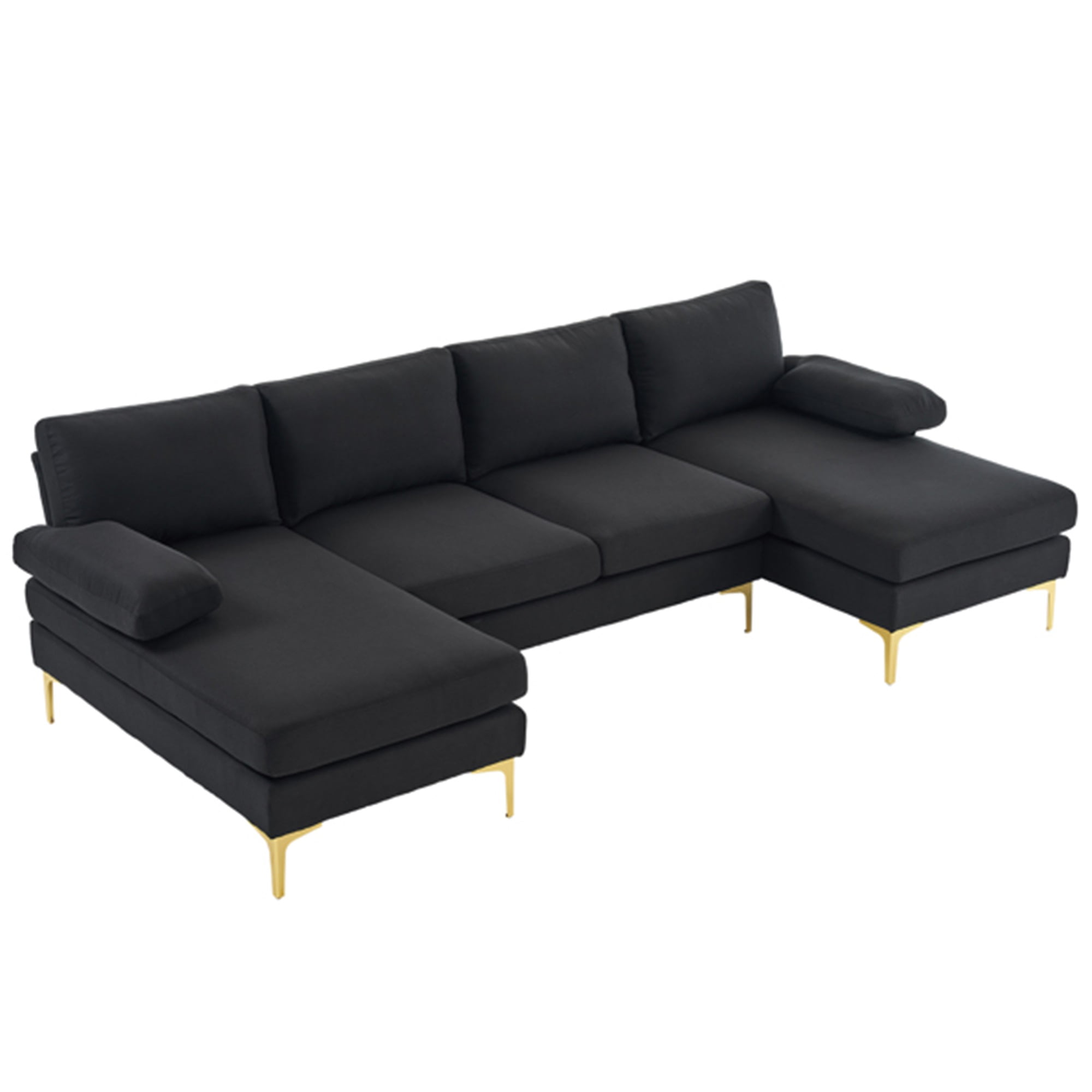 YYAo Reversible Modular Sectional Sofa Bed, Couch with Large Chaise U-Shape Modular for Small Space Apartment, Living Room, Black YYAo Reversible Modular Sectional Sofa Bed, Couch with Large Chaise U-Shape Modular for Small Space Apartment, Living Room, Black