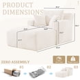 thumbnail image 6 of FFH 65.4" Chaise Lounge Indoor, Modern Corduroy Fabric Indoor Lounge Chair, Sleeper Sofa for Living Room, Small Space, White, 6 of 10