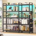 5Tier Corner Bookcase with Storage Bag and Pegboard, Industrial