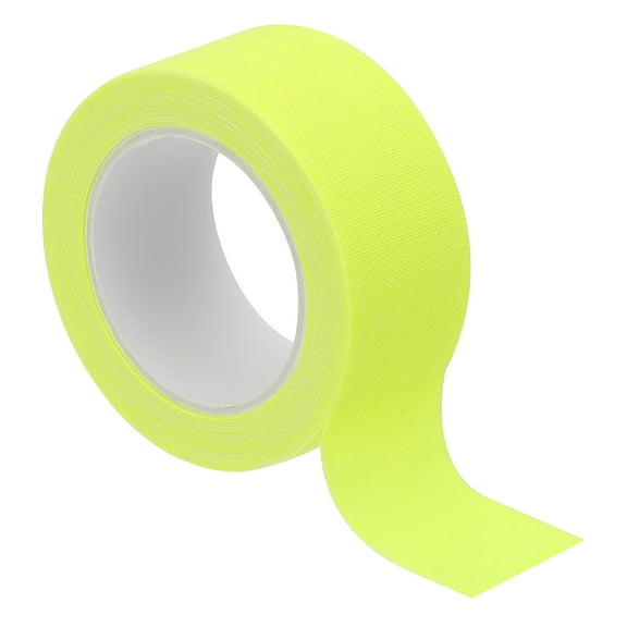 Uxcell 1 inch x 16.5 feet Neon Gaffer Cloth Tape, 1 Roll Fluorescent Adhesive Tape Black Light Glow Tape, Yellow