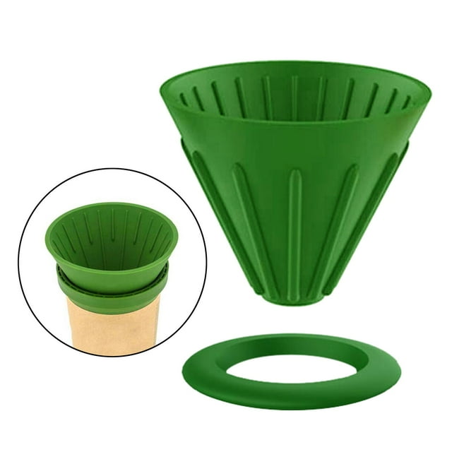 Silicone Coffee Cone Dripper Reusable Coffee Filter Holder for indoor and outdoor Use - Green with , 105mm