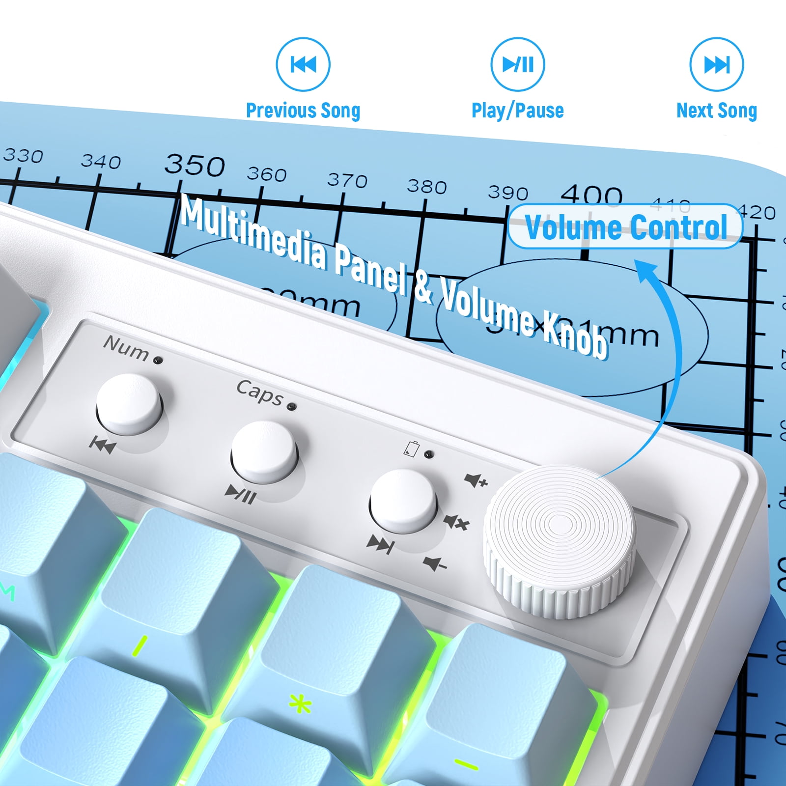 ZIYOU LANG K100 90% Wireless Gaming Keyboard, Tri-Mode Bluetooth/2.4GHz/USB-C, RGB Backlit, Number Pad, for PC/Mac, Blue Creamy