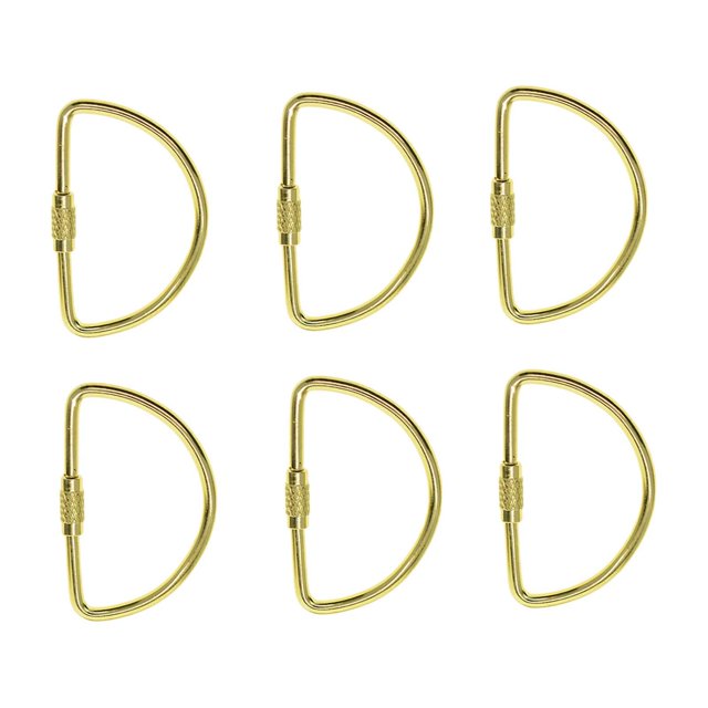 6x Llavero con Bloqueo de Tornillo, Mosquetón con Tornillo, Hebilla Colgante Portátil, Anillos en D de Acero Suave, Mosquetón de Bloqueo Pequeño, Clip , Oro