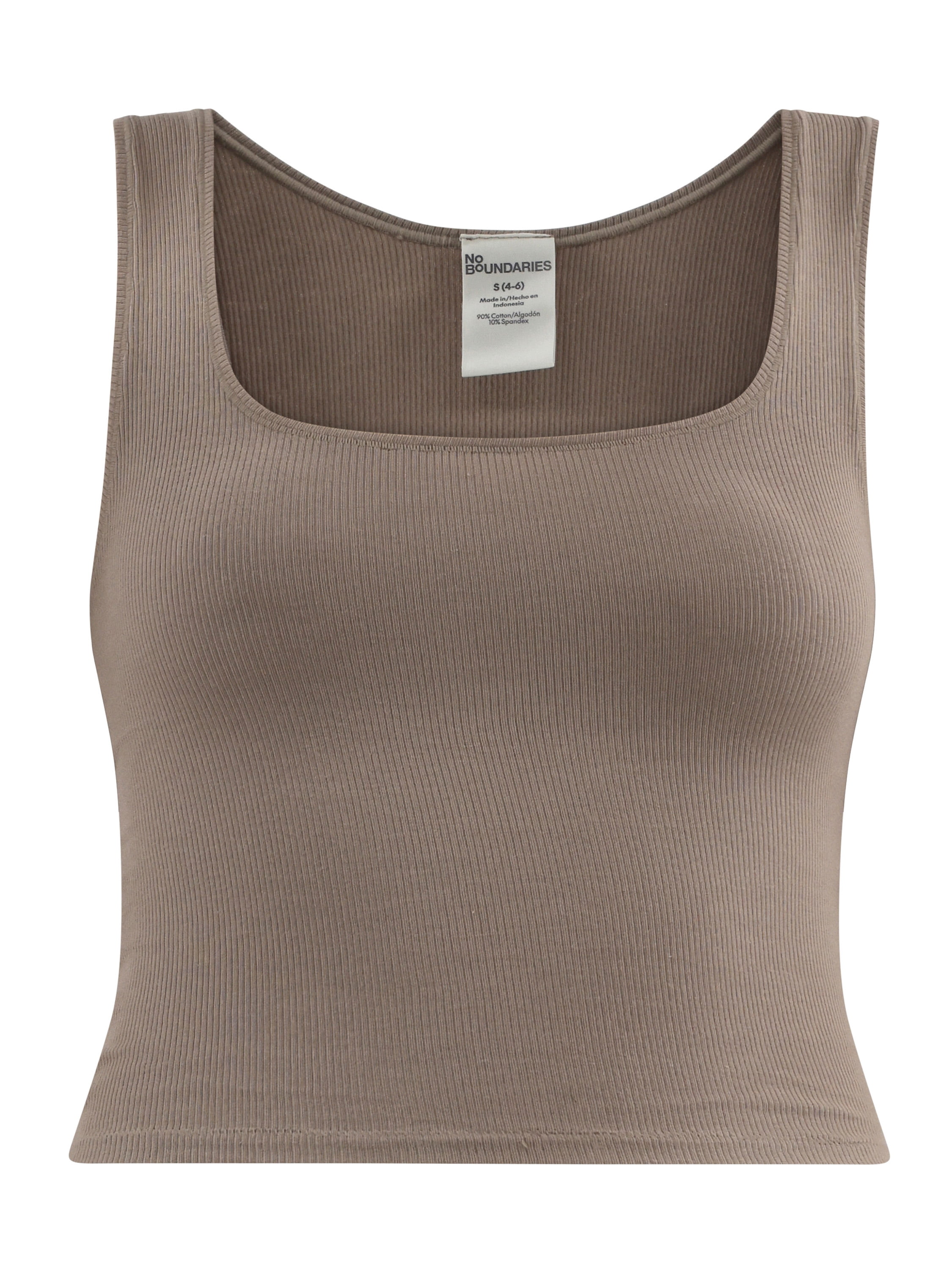 No Boundaries Cotton Stretch Ribbed Cropped Tank Top, Women's XS-3XL
