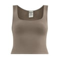 thumbnail image 3 of No Boundaries Cotton Stretch Ribbed Cropped Tank Top, Women's XS-3XL, 3 of 5