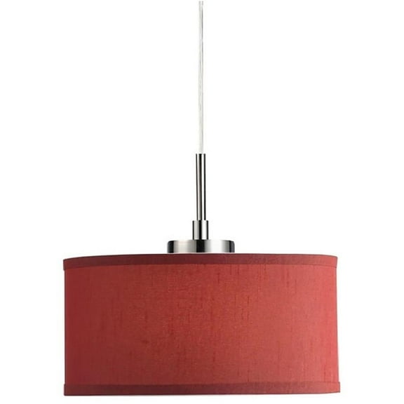 Woodbridge Lighting Drum Fabric & Metal Mini-Pendant in Satin Nickel/Red