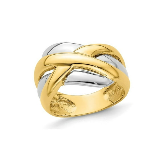 Gem & Harmony 14K Yellow and White Gold Polished Cross-Cross Ring for Women
