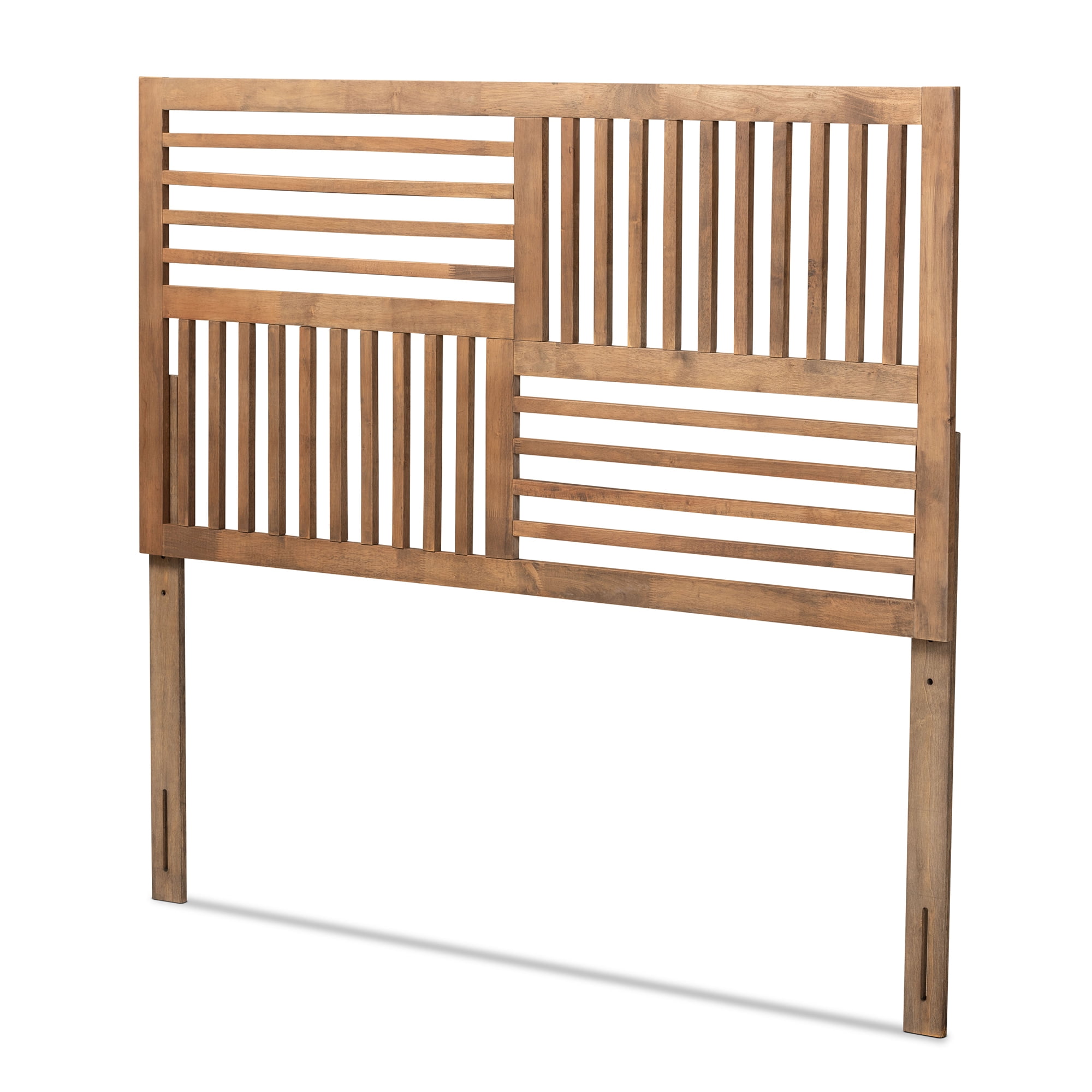Baxton Studio Adler Transitional Slat Back Support Rubberwood Headboard, King, Ash Walnut